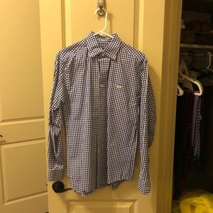 Blue & white check button down shirt
